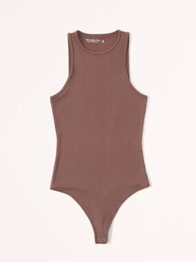 Abercrombie & Fitch Soft A&F Rib Brown Racerback Bodysuit Size L NWOT